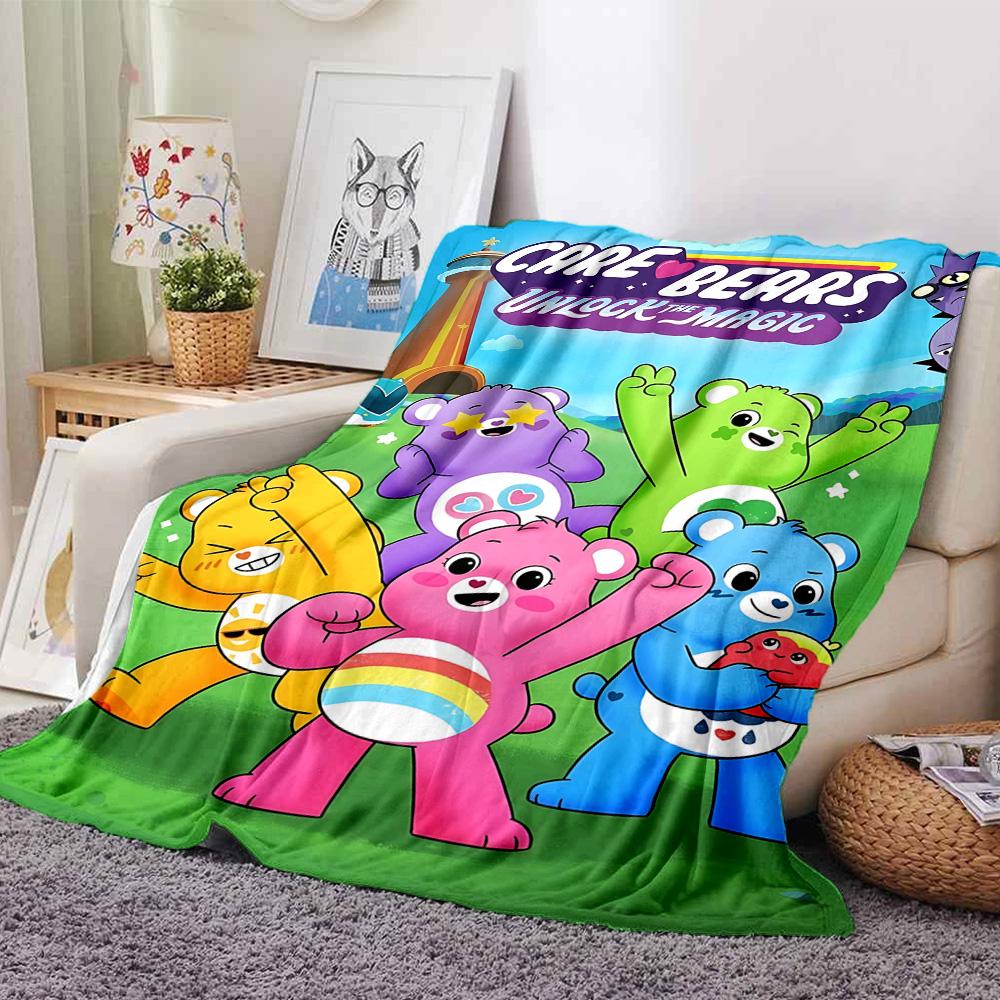 1pc Care Bears Unlock Magic Flannel Blanket for Super Soft Cute Comfort Blanket for Travel Bedding Couch Sofa Blanket Y73033
