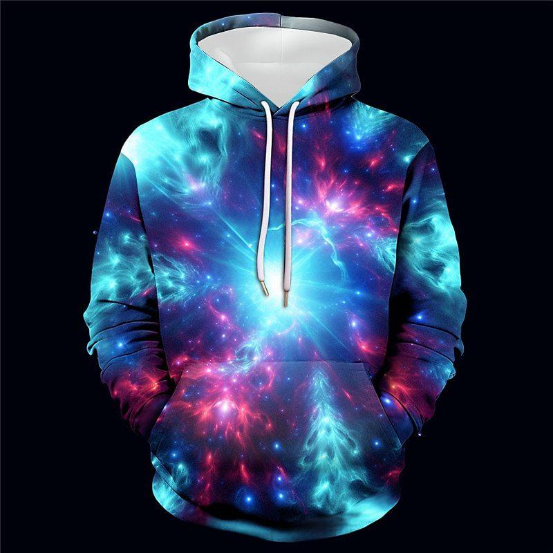 Simple Rainbow Graffiti Cotton Comfortable Men's Fashion Hoodie Sweatshirt