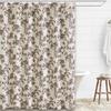 Blue Floral Cotton Shower Curtain Rustic Pastoral Waterproof Plastic Bathroom Liner With Fresh Flower Pattern