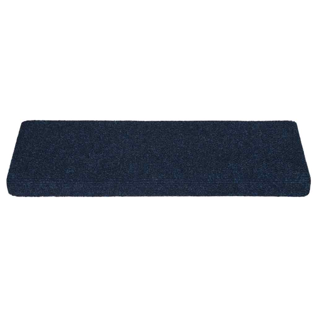 Self Adhesive Stair Treads 15 pcs 65 x 21 x 4 cm Navy Blue Rectangular Edge