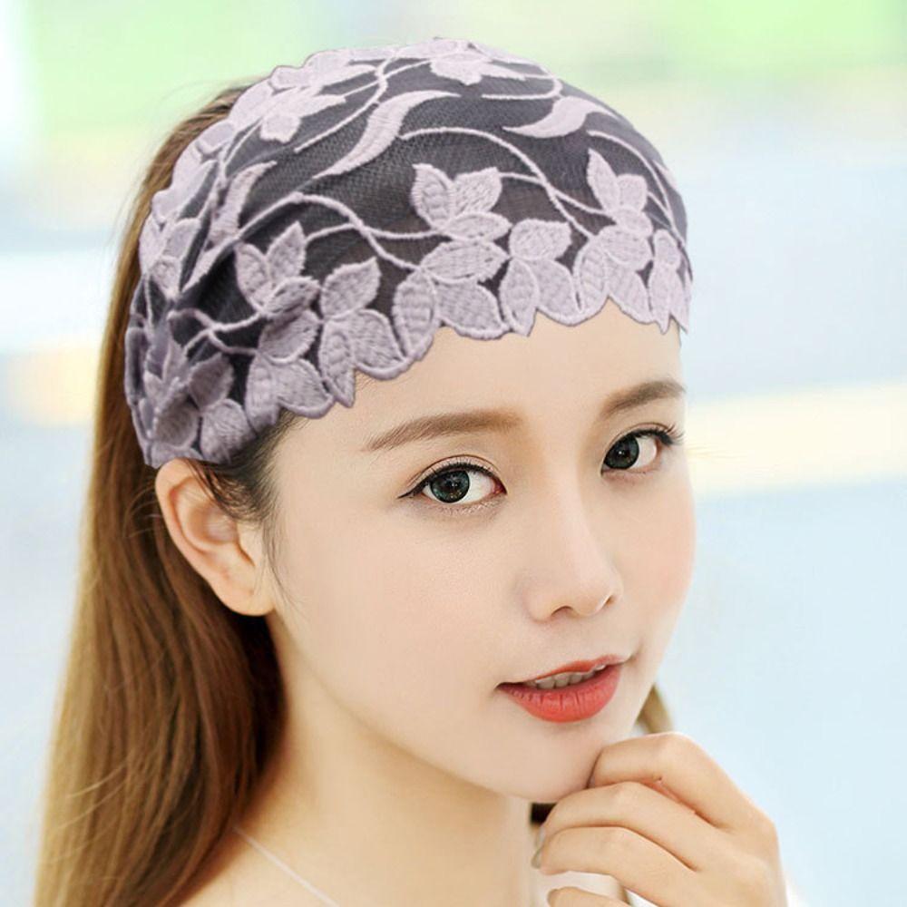 Flower Lace Headband Wide Side Korean Head Wrap Vintage Mother Hair Hoop  Female Hairbands