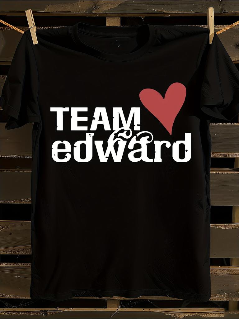 & WoTeam Edward Graphic T-Shirt Mens Tshirt Womens Tshirts with Letters Print Short Sleeves T-Shirt Casual Street Tee Shirt Top