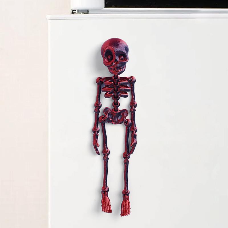 1Pc Magnetic Poseable Skull Fridge Magnet Funny Halloween Gift Easter Kitchen & Dining Decor Home Accessory, Quirky Decor
