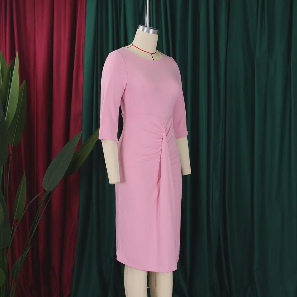 2023 Europäische & Amerikanische Damenmode: Plissiertes Hüftbetontes Bleistiftkleid, Große Größe