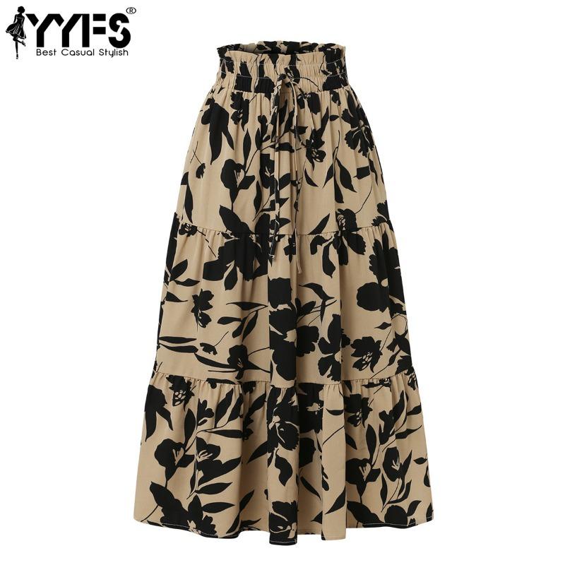 YYFS Women's Flower Pattern Print Casual Summer Spring Skirts