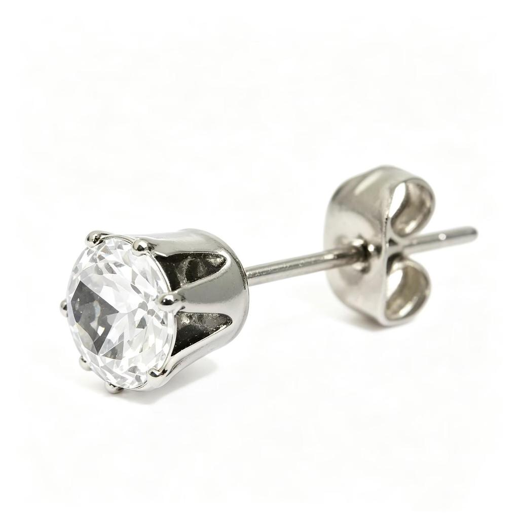 Stainless Steel Zirconia Stud Earrings: European & American Niche Design, Light Luxury, Versatile, In Stock
