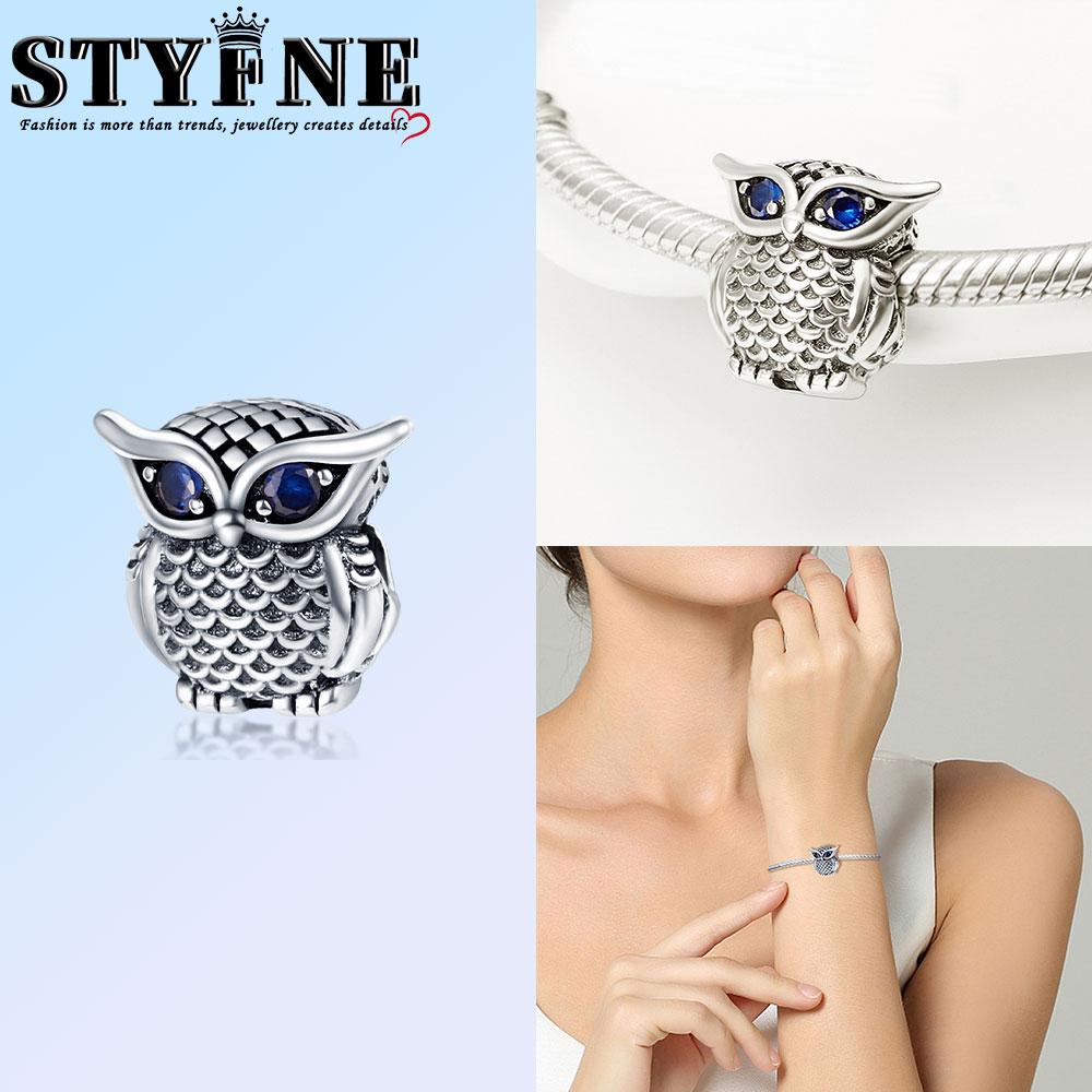 Copper Fashion Purple Owl Charms Beads Owl Safety Chain Fit Original Bracelets Diy Graduation Jewelry Gifts