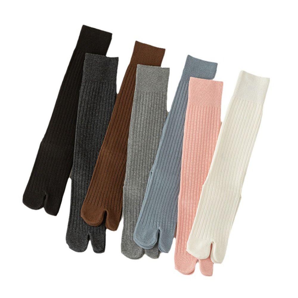 Knee High Two Toe Stockings Thin Mid-tube Stocking Women Simple JK Calf Long Socks Lolita