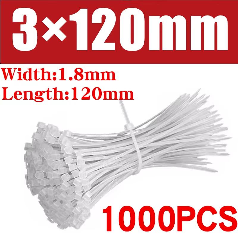 500/1000 Teile/beutel Selbstsichernder Nylon-Kabelbinder aus Kunststoff, weiße Reißverschluss-Wraps, Nylon-Kabelbinder-Set, Befestigungsring, Schlaufe, Drahtwicklung