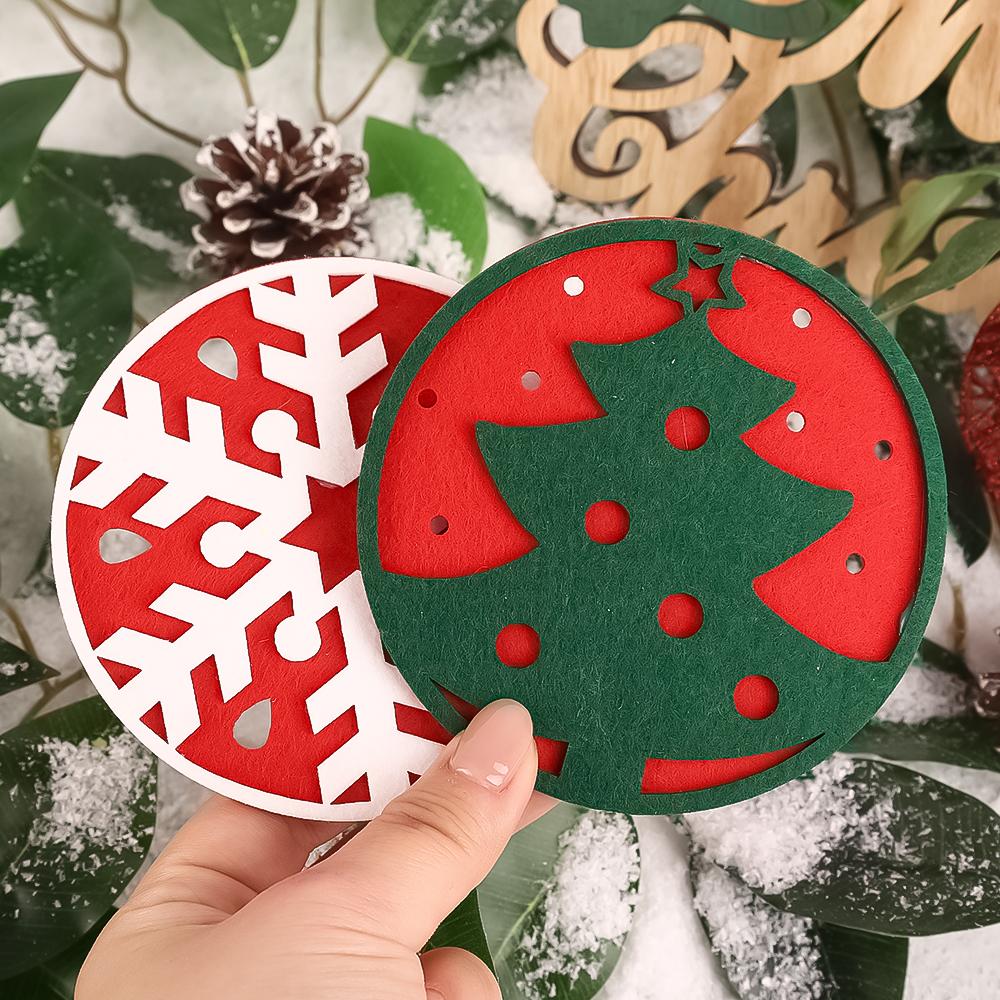 4 Stück isolierte, saugfähige Filzuntersetzer mit Weihnachtsmuster