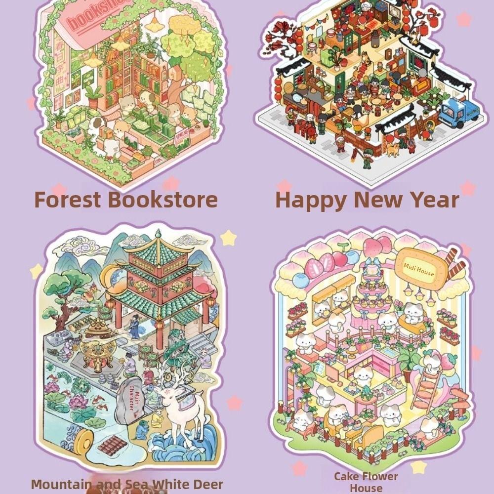 8in1 Collection 3D Landscape Stickers 20 Sheets Miniature Scene Sticker  Festival Gift