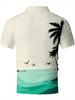 Printed Design – Not Textured Men's Golf Polo Shirt, Featuring a Tropical Palm Tree and Ocean Design, Is Perfect for Casual Outings, Beach Days, and