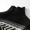 Fair Isle Pattern Jacquard Knit Long Sleeve Sweater Top Warm Fluffy Sleeves [J.SCOTT] Women's JS35-BK-L