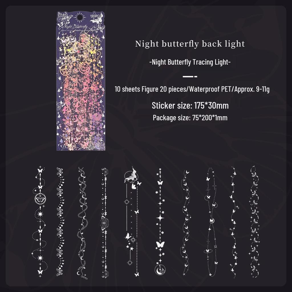 ZABC Moonlight Tide Sticker Pack: Night Series Collage Decorative Stickers In 4 Styles