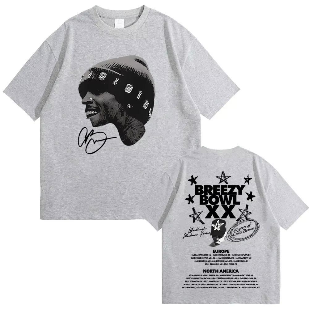 Chris Brown Breezy Bowl XX Tour T Shirt Fashion Hip Hop Vintage Short Sleeve TShirt Unisexs Women Summer Cotton Tshirts Tops