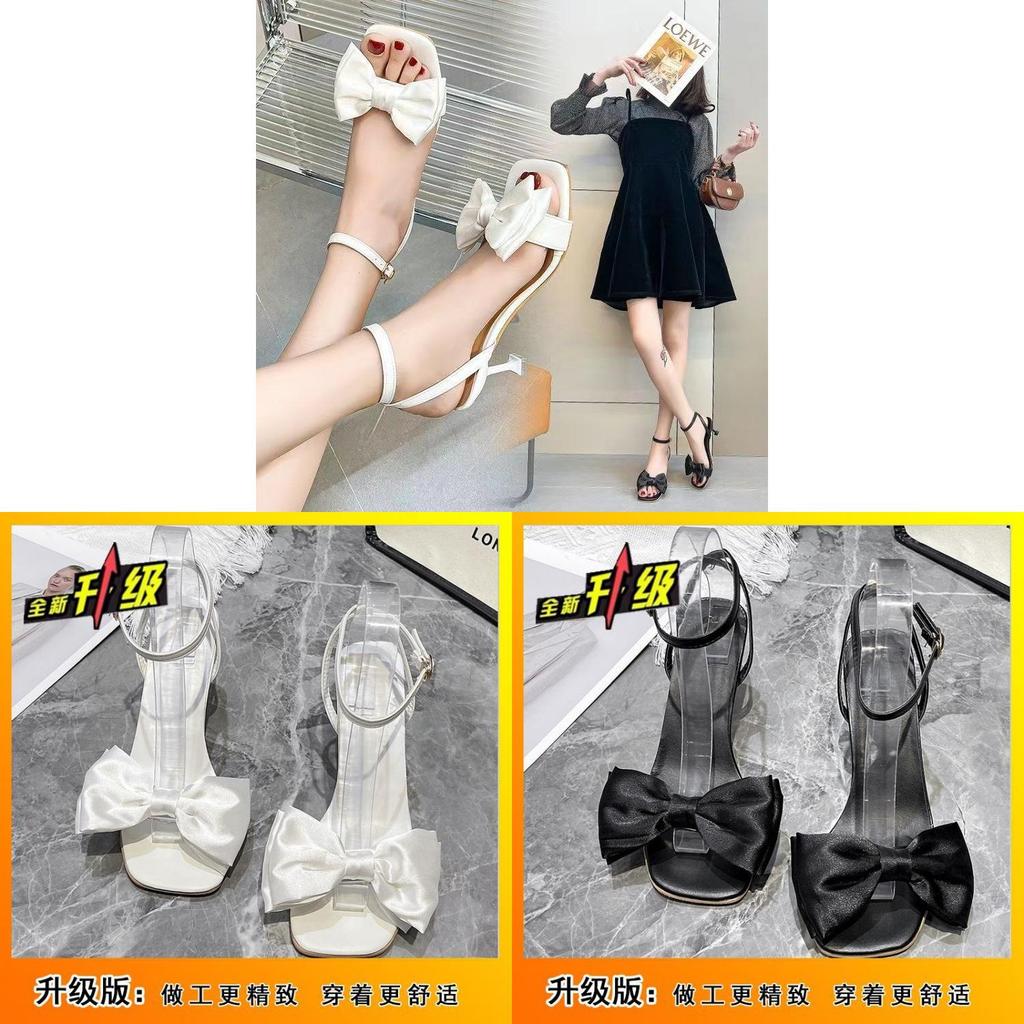Elegant Butterfly Knot Flat Head Sandals With Pu Material For Summer Womens Dresswear