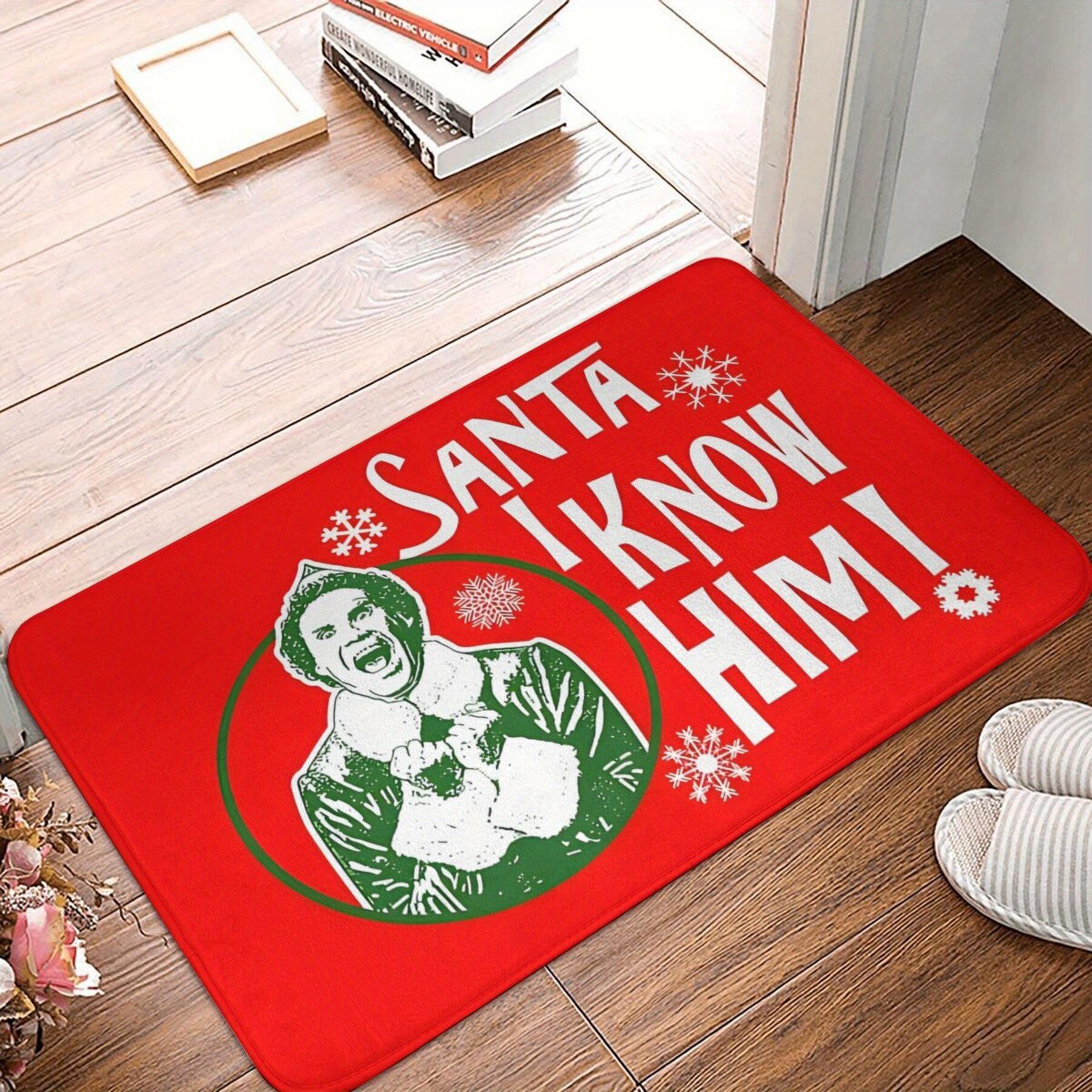 

Funny Santa! I Know Him! Rectangular Area Rug, Buddy The Elf Movie Quote Floor Mat, Non-Slip Washable Christmas Decor Carpet 40x60cm