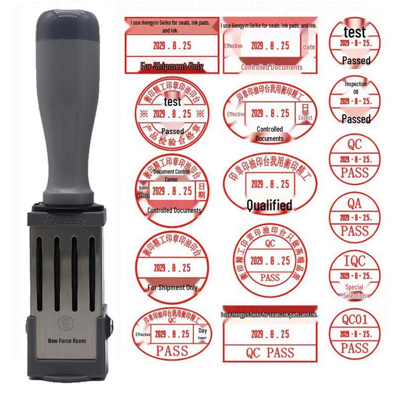 Adjustable Date & Custom Name Rubber Stamp - Shiny Dial, Personalized & Handmade Engraving