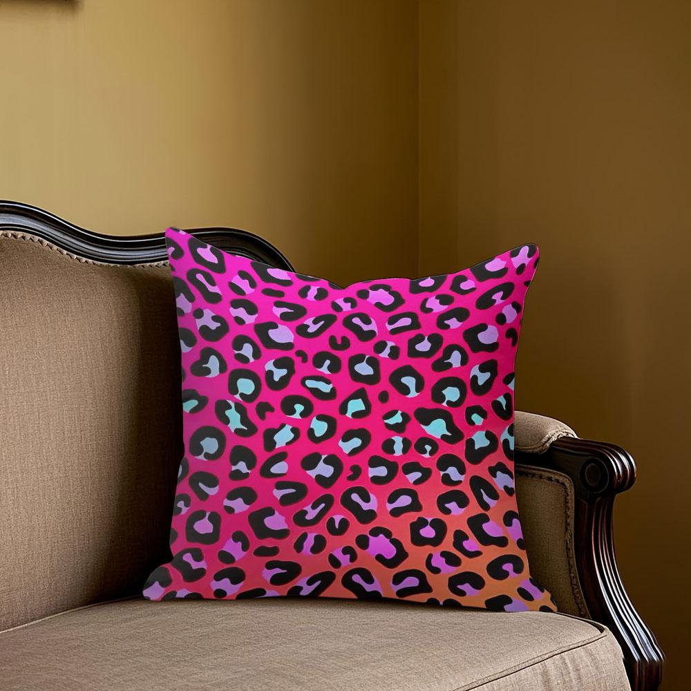 Jmg Clothing Unisex Neon Leopard Square Jacquard Pillow Cover For Sofa Office Waist Cushion Cover Home Decorative Pillowcase