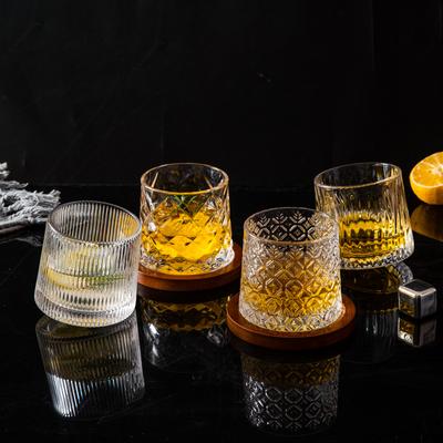 Creative Rotating Whiskey Glass Thickened Personality Tumbler Glass Wine Glass Wine Beer Cup for Restaurants/hotels