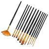 12pcs Black Wooden Pole Nylon Hair Paint Brush Set Art Craft Painting Watercolor Brush Kit