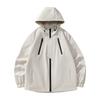 Women Solid Stripe Rain Jacket Outdoor Plus Waterproof Hooded Raincoat Windproof