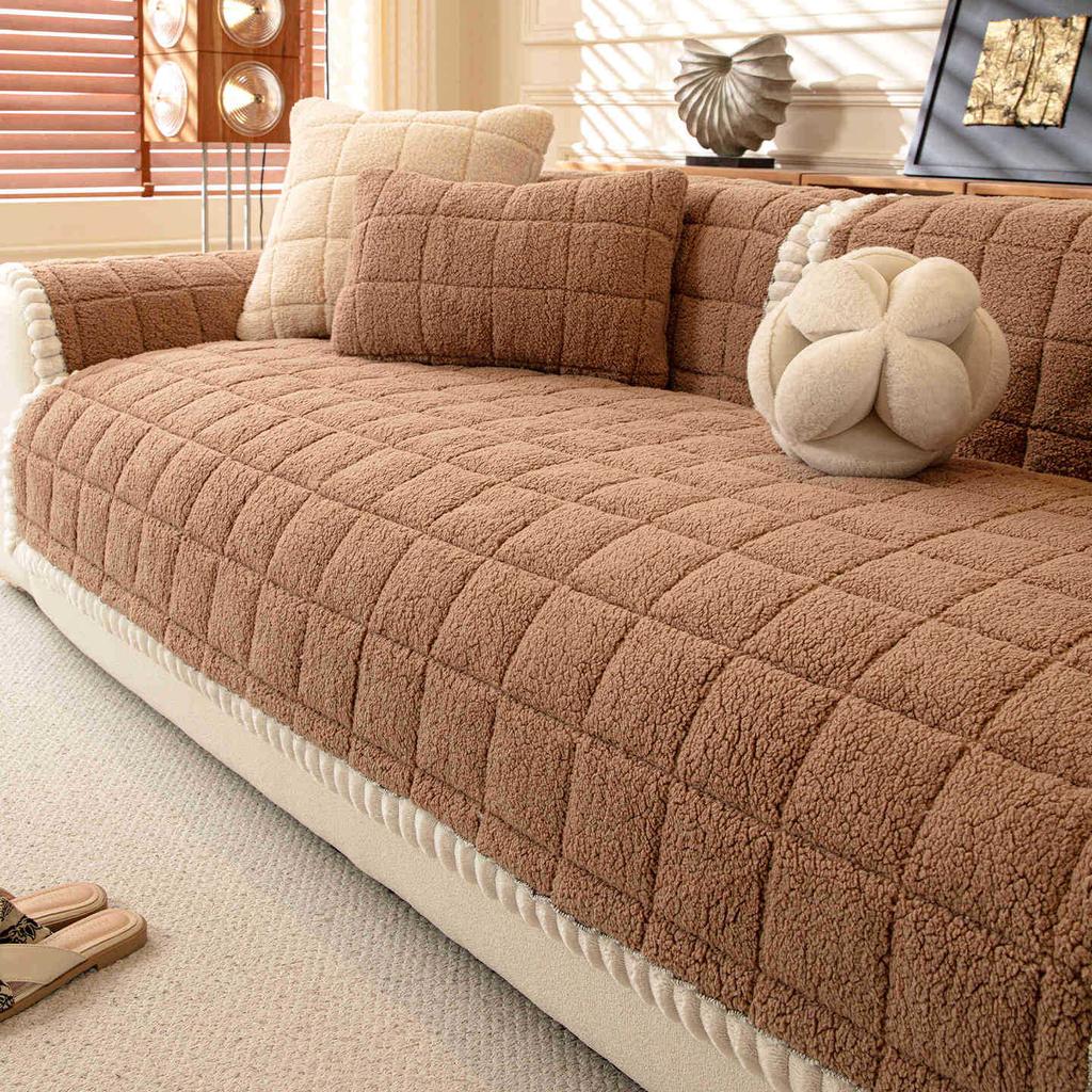 1PC Warm Plaid Sofa Mat Cover Non-slip L Corner Couch Slipcover Cat Anti-scratch Pets Kids Sofa Pads for Living Room Home Decor