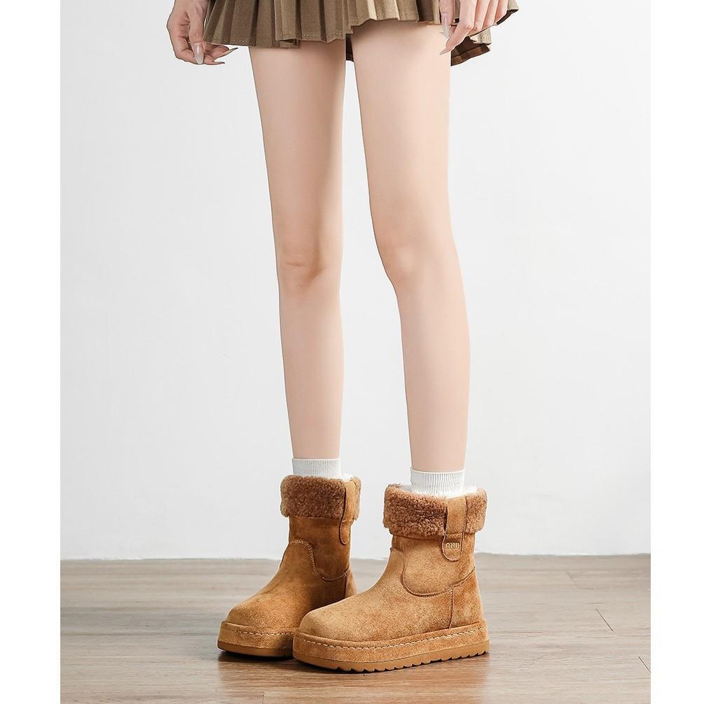 Wool Snow Boots Women's 2025 Winter New Retro Thick-soled Birkenstock Short Boots Piled Warm Northeast Wool Cotton Shoes