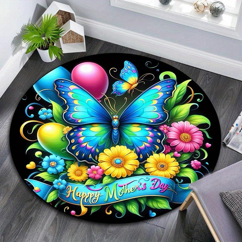 

1pc Soft, Absorbent & Non Slip Happy Mother s Day Round Rug Soft Circle Rug for Living Room & Bedroom Decor, Chair Mats, and Unforgettable H 80cm by 80cm
