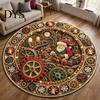 Durable Floor Rug for Holidays Round Christmas 3D Rug, Optical Illusion Area Santa Gnome Mat Holiday Decor Pattern, Non-slip Living Room Entryway