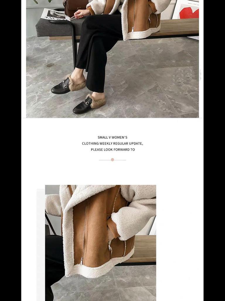 2024 Stylish Thick Lambskin Fur Coat - Versatile, Loose-Fit Deerskin Motorcycle Jacket