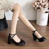 French versatile satin bow Mary Jane shoes girl 2025 new fairy style small man height increase light mouth single shoes