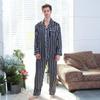 Men's Imitation Silk Striped Pajamas Set - Long-Sleeved, Autumn, Printed, Thin Homewear (Style 89011)