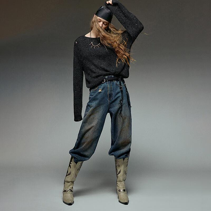 Chuyu Liberté Series Ripped Wasteland Style Women's Jeans