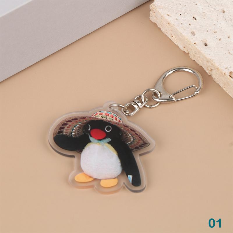 Pinguin Roztomilý Kreslený Akrylový Přívěsek na Klíče Kawaii Hračka Přívěsek na Batoh Školní Tašku Zábavný Kroužek na Klíče Dárek