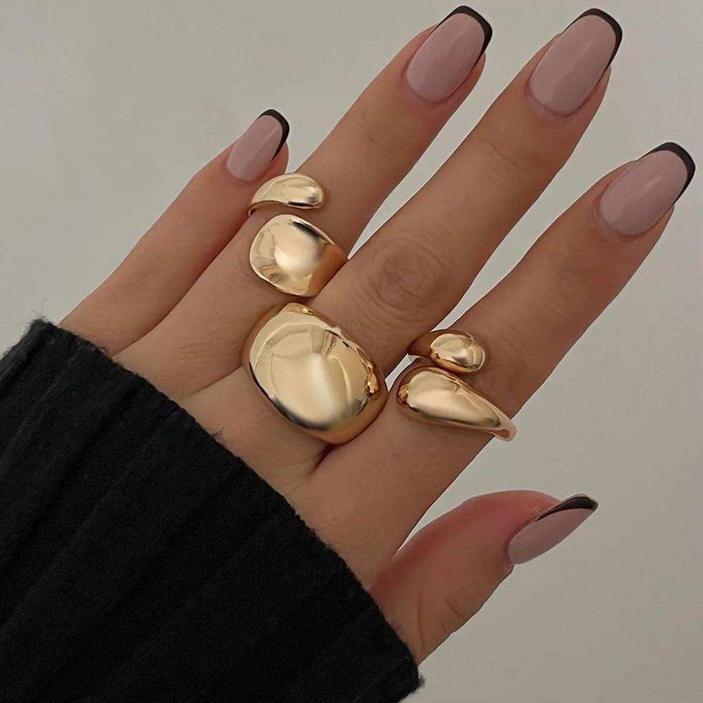DIEZI 3pcs/set Sweet Cool Geometric Finger Rings For Women Girls Men Punk Gold Silver Color Metal Knuckle Joint Ring Jewelry