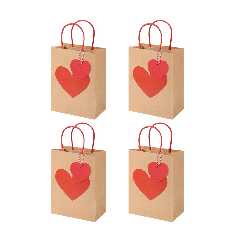 10/12 Packs Valentine's Day Heart Gift Bags With Handles And Heart Tags Red Paper Gift Bags For Valentine Anniversary Wedding