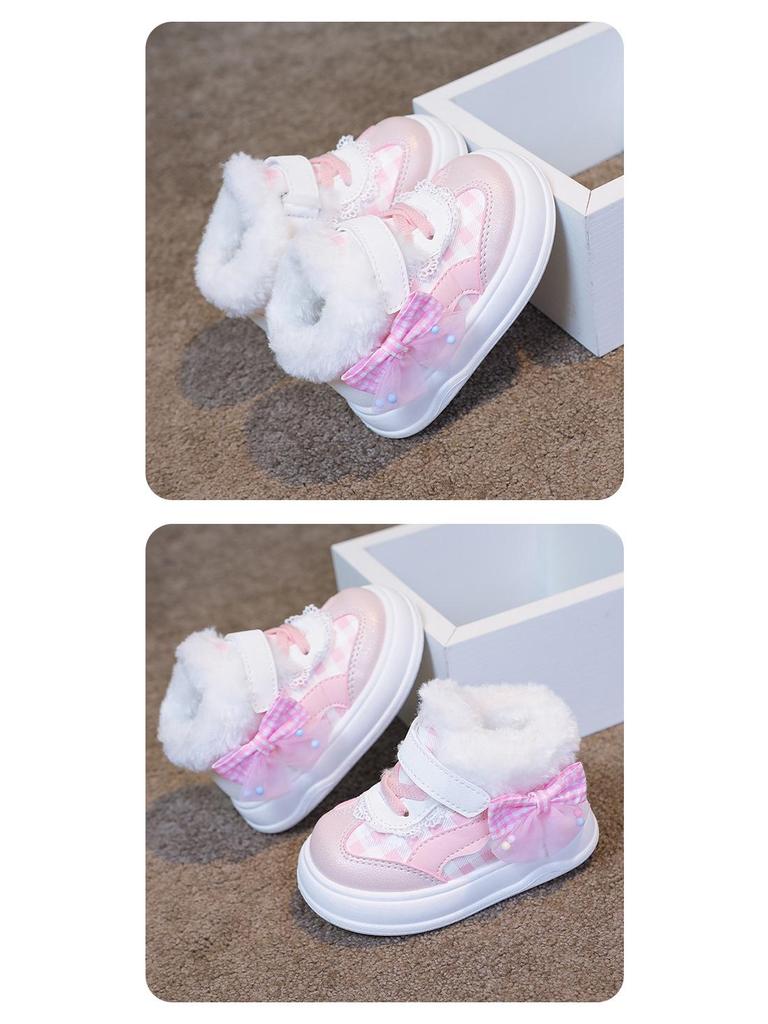 Girls' Warm Cotton Sports Shoes: Cozy Fleece Infant and Toddler Flats
