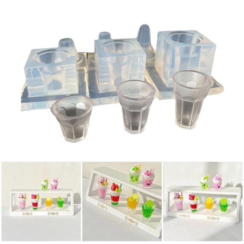 Silicone Mould Miniature Dollhouse Glass Mini Water Cup DIY UV Resin Mold Kitchen Decor Doll Accessories