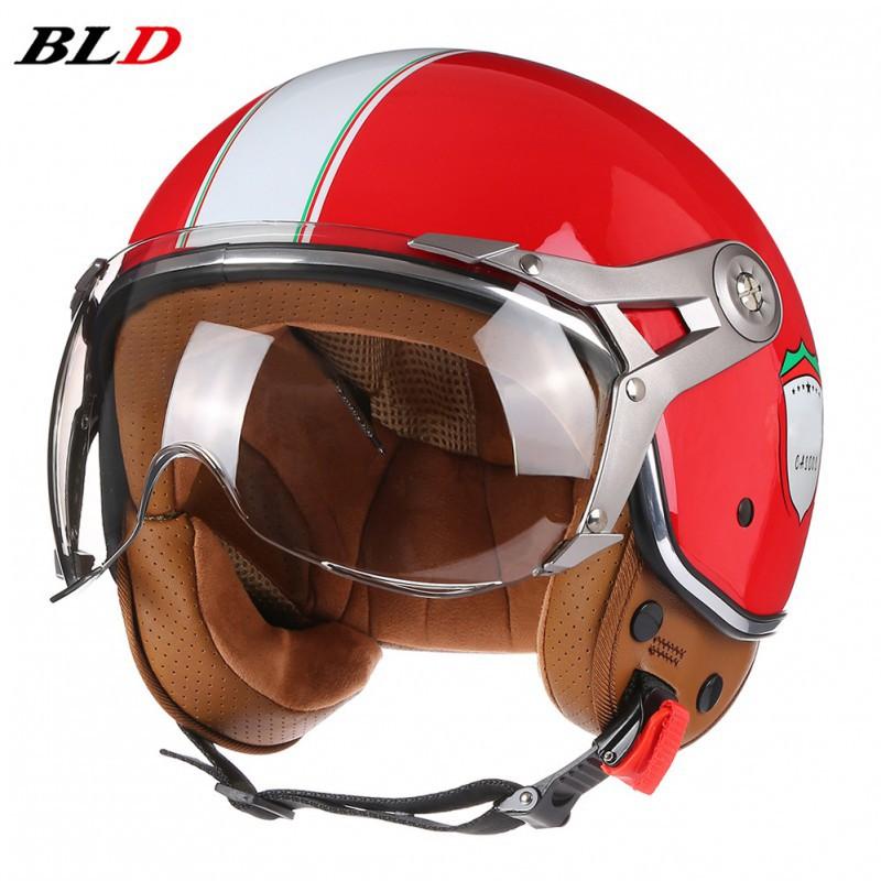 BLD Electric Motorcycle Helmet Semi-covered Semi-helmet Men Women s Four-season Universal Retro Riding XL(61-62)