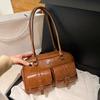 Women's Vintage Bowling Bag Multi-pocket Large Capacity Shoulder Bag Fashion New Underarm Bag Casual And Versatile Handbag