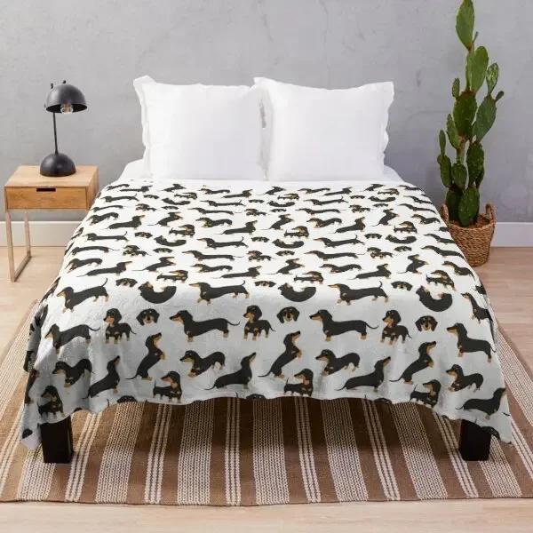 Dachshund Dog Blanket Fleece Spring/Autumn Wiener Sausage Dog Lightweight Throw Blankets for Sofa Car Bed King Queen Size
