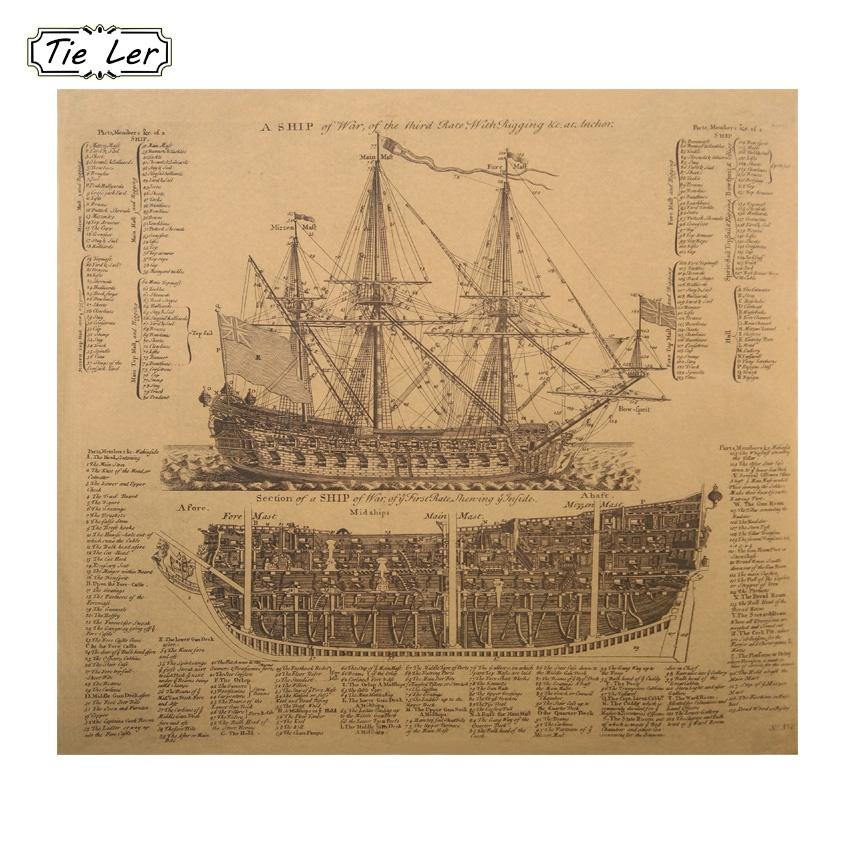 Vintage Warships Ancient Movie Kraft Paper Poster Retro History Wall Sticker