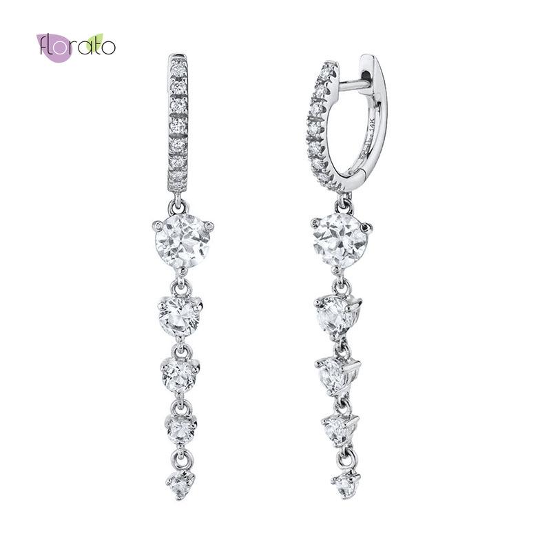 Bohemian Crystal Pendant 925 Sterling Silver Ear Buckle Exquisite Hoop Earrings Simple Fashion Jewelry For Women Birthday Gifts