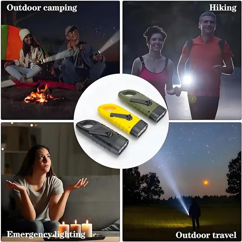 Solar Hand Crank Flashlight Rechargeable LED Emergency Light Outdoor Camping Power Supply Torch for Hiking Survival and Disaster Use
