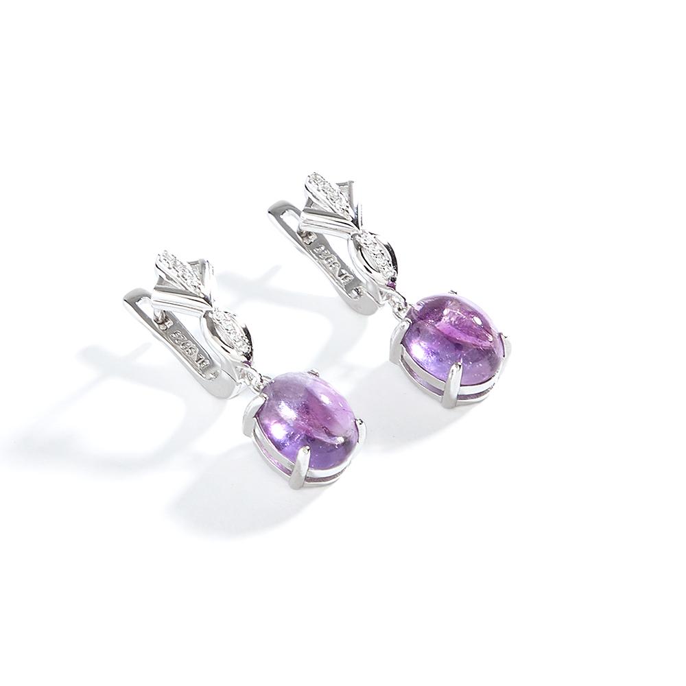 Elegant 925 Sterling Silver Women's Earrings Natural Amethyst Oval 8*10mm Gemstone Fine Jewelry for Women's Birthday Gifts
