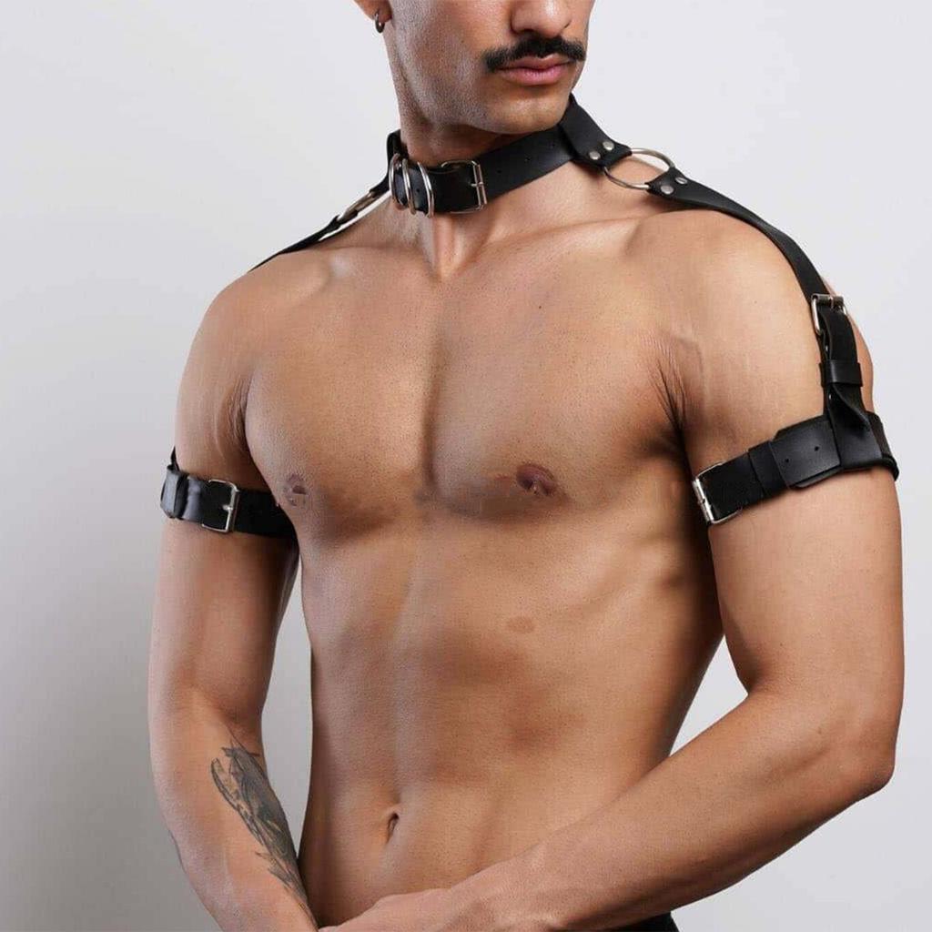 Men's Sexy PU Leather Chest Harness Gay BDSM Bondage Cage Lingerie Punk Rave Erotic Accessory Fetish Clothing