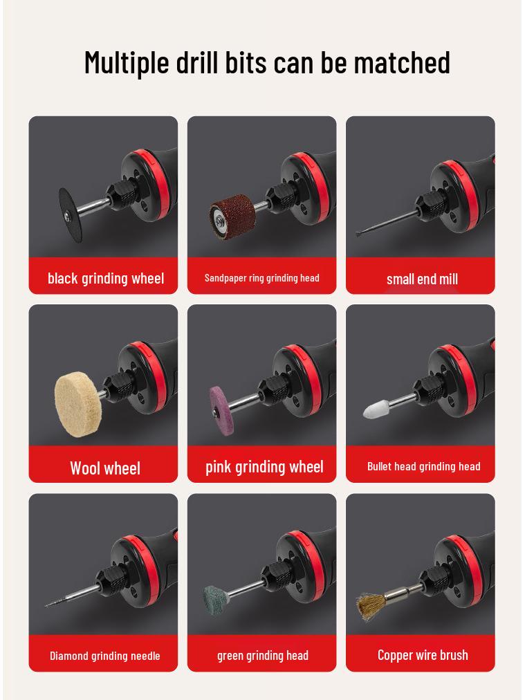 7,2V Lithium-Akku-Elektroschleifer mit 5-Gang-Regelung & Licht zum Jade-Schnitzen, Schleifen und Polieren
