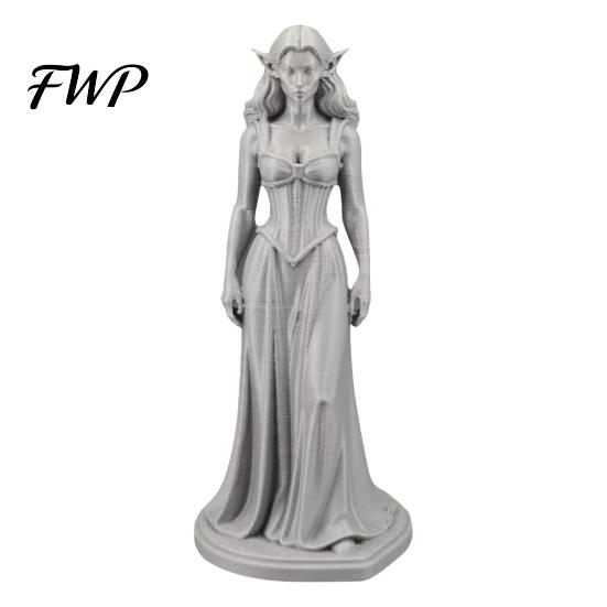 Elf Ears Women Statue 3D Printed Enchantress Figurine Carving PLA Ornament Sculpture Home Office Bookshelf Desktop Decoration Study Room