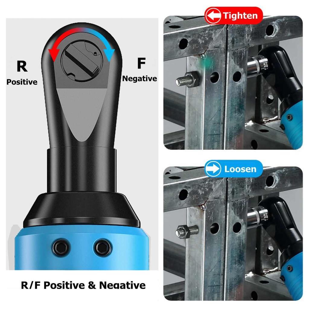 3/8" 42V Rechargeable Scaffolding 100Nm Right Angle Wrench Tool + 2 Battery Charger Cordless Electric Wrench Ratchet